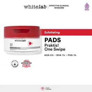 WHITELAB EXFOLIATING PADS PEELING AHA BHA PHA - PADS EKSFOLIASI PENGANGKAT SEL KULIT MATI MEMPERBAIKI TEKSTUR KULIT & KOMEDO [BPOM]
