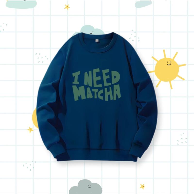 Rag Clothes Sweater Crewneck Anak I Need Matcha Bahan Fleece 5-15 Tahun 4