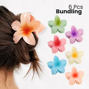 Jepit Rambut Bunga Kamboja & Anggrek Kristal - Jepitan Sanggul Premium, Cocok Hijab/Pernikahan/Korean Style