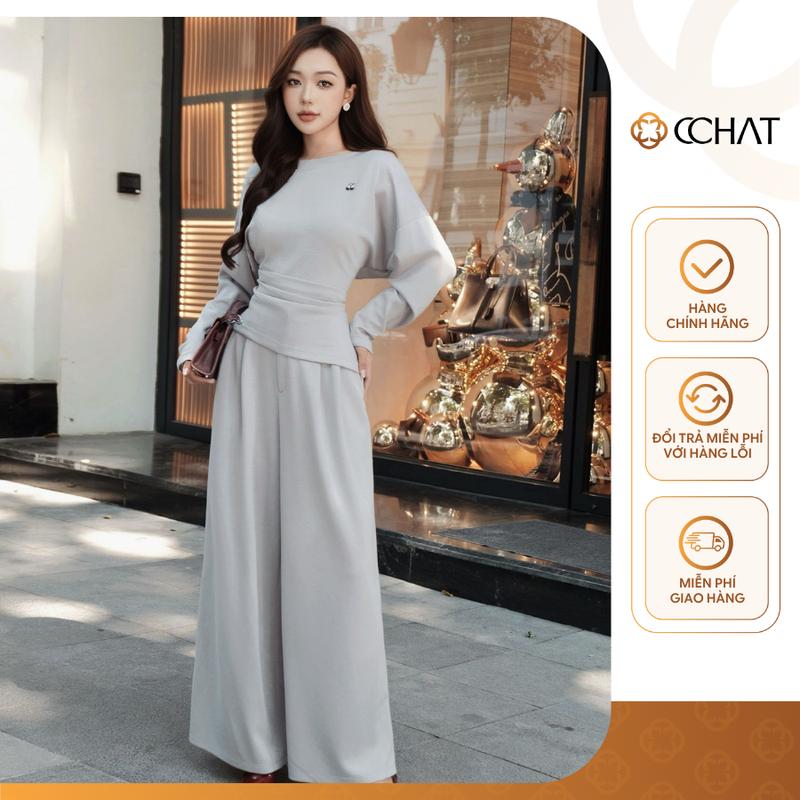 TREND25 Bộ Đồ Nữ Mùa Đông Xếp Ly Lật Có Túi Dọc Sườn Quần Cạp Chun Chất Liệu Umi 15BNC2019ST