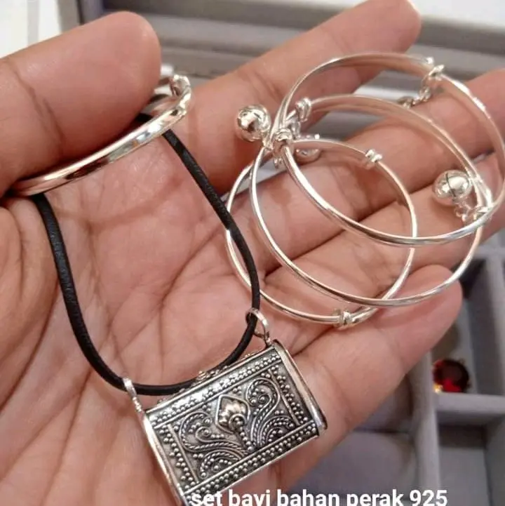 set perhiasan 3 bulanan bayi perak 925 0