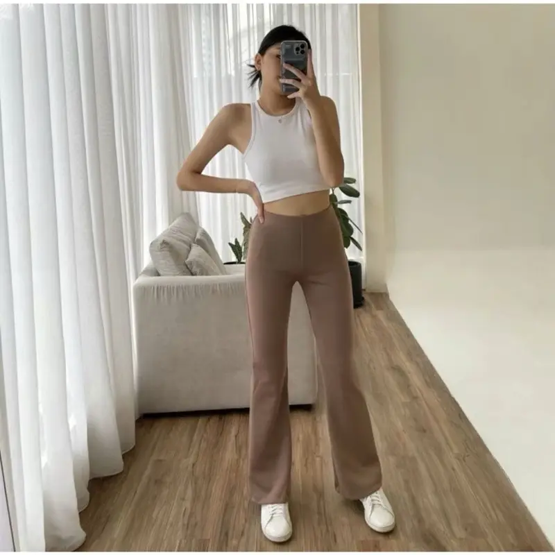 Celana Cutbray Scuba Highwaist Flare Pinggang Full Karet 3