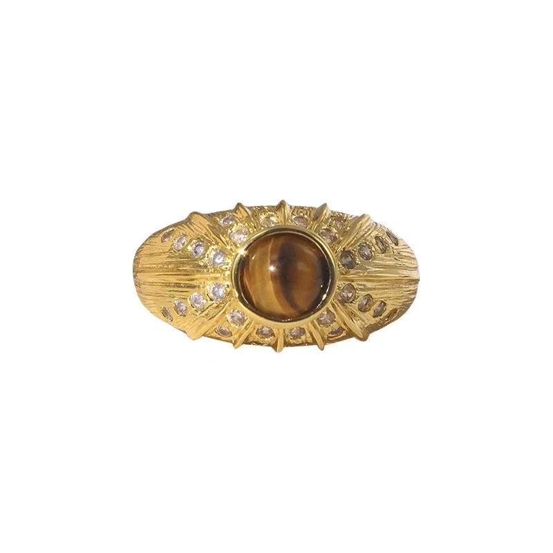 Product Introduction of Pre-loved Gold Rings, Niche Fashion Rings, Full Circle Micro Setting Rings, Vintage Maillard Rings, Brushed Metal Rings, Premium Open Rings velvet  ring 19