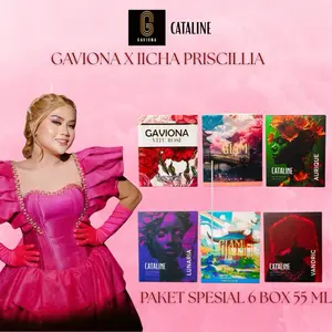 (55 ML EXCLUSIVE GAVIONA X IICHA PRISCILLIA) PAKET HAMAT DAPAT 5 BOX 55 ML FREE 2 GAVIONA EDP TAHAN LAMA