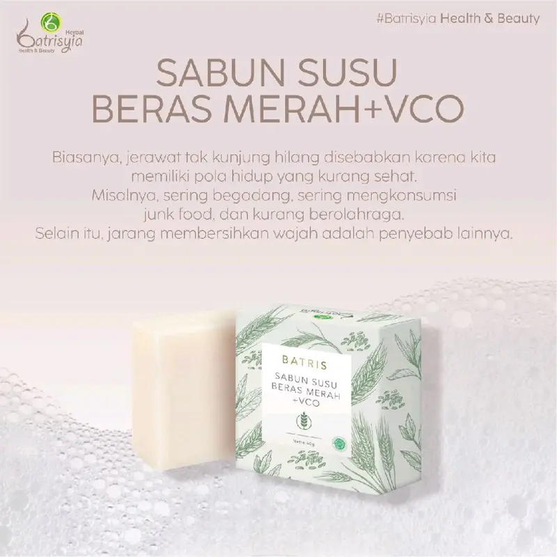 Batrisyia Sabun VCO Beras Merah - Mencerahkan Wajah Berminyak Berjerawat 2