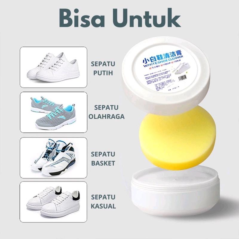 [1 Pcs] Krim Pemutih Sepatu 120gr & 260gr + Spons Cream Pembersih Sepatu White Shoes Cleaner 1