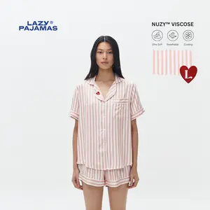 Lazy Pajamas® Classic PLAY Pajamas Set - Pink Stripes | Piyama | Baju Tidur