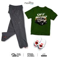 Gambar MAXIMO.CO Setelan Baju Kaos Anak Off Road Brown dan Celana Kargo Parasut Panjang Usia 3-12 Tahun - K. Pndk Denim Offroad Brown + parasut pjg hitam, Setelan M dari Maximo Clothing Store Kab. Bandung 5 Tokopedia