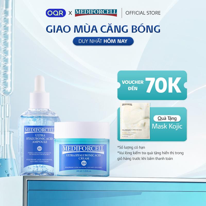 Bộ Ampoule 100ml Và Kem Dưỡng 100ml Siêu Cấp Ẩm Và Căng Bóng Da Mediforcell Ultra Hyaluronic Acid