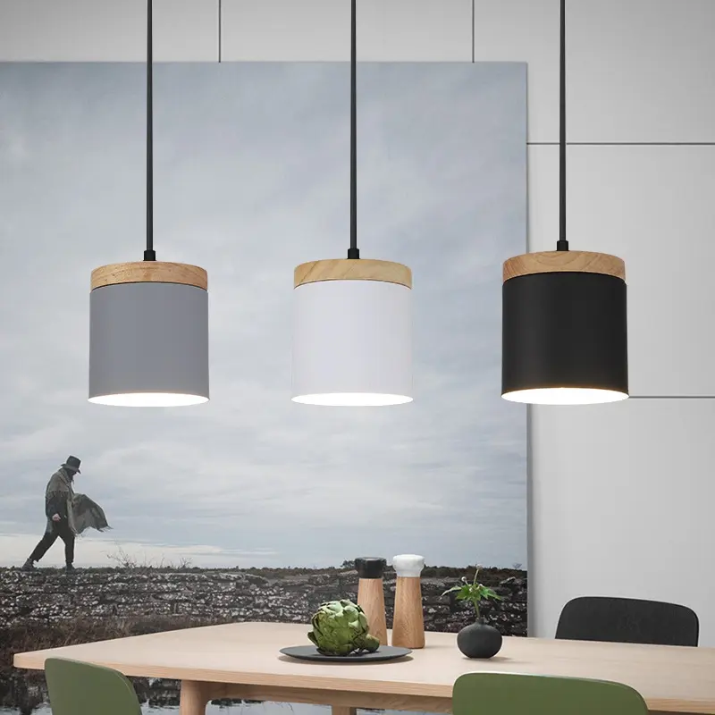 Macaron Lampu Gantung Kayu Besi Tempa Lampu Gantung Samping Tempat Tidur Minimalis Lampu Gantung Kamar Tidur Bar Ruang Tamu