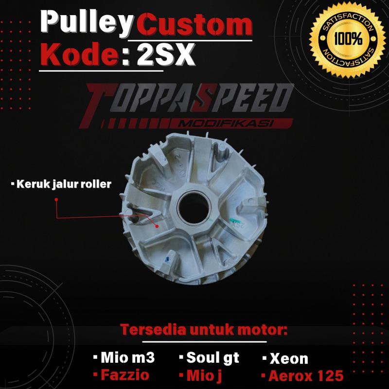 PULLEY MIO M3 CUSTOM 1 SET BUBUT + KEROK JALUR PART ORIGINAL PULI KODE (2SX). INTER LOCK 2
