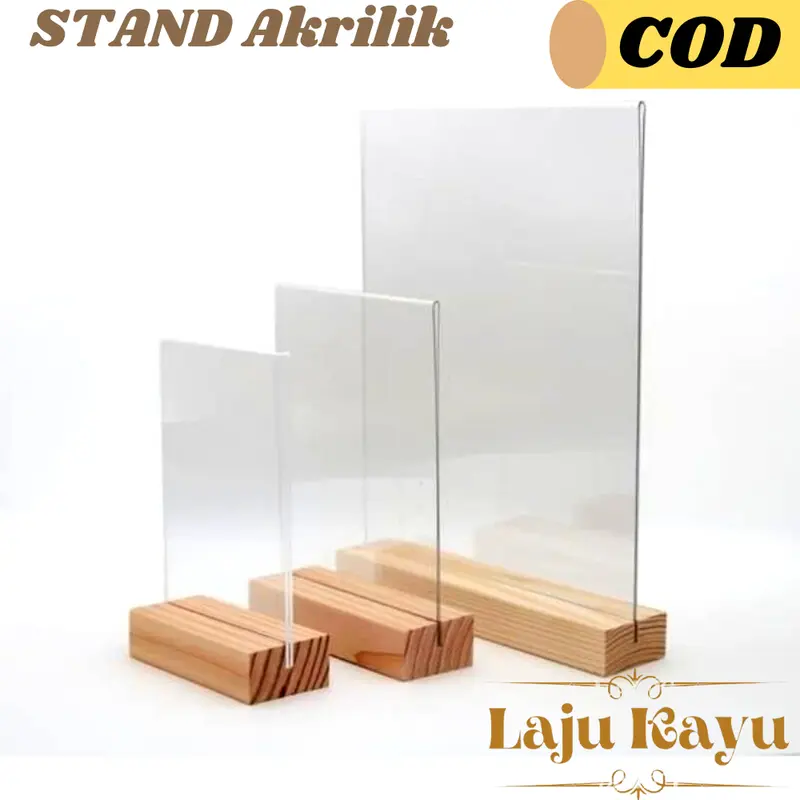 Stand Akrilik Kayu Stand Kertas Tatakan Foto Bahan Kayu Jati Belanda( Bisa Custom Ukuran) 1