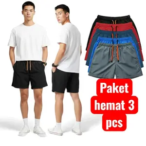 LOGUZZA Paket Hemat 3 Pcs  boardshort/ shortpants Boxer Pria bahan DUSKY  Cringkle Premium