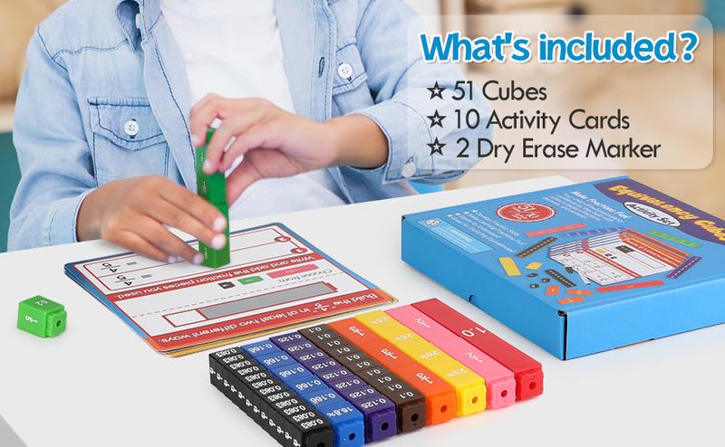 Aizweb Interlocking Fraction Cubes Activity Set - Math Manipulatives ...
