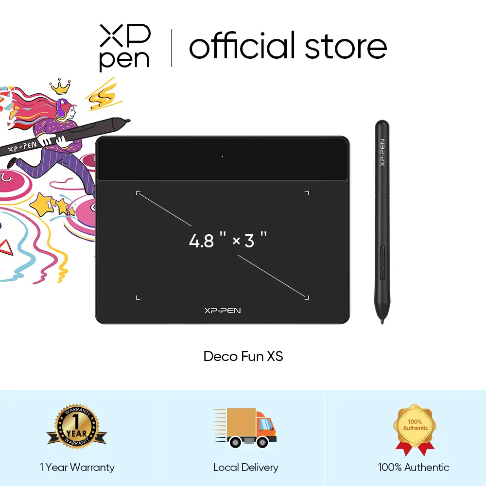 XPPen Deco Fun XS Drawing Tablet Ultra-thin Drawing Pad Writing Board For Kids Support Android Phones And Tablets Easy Installation
