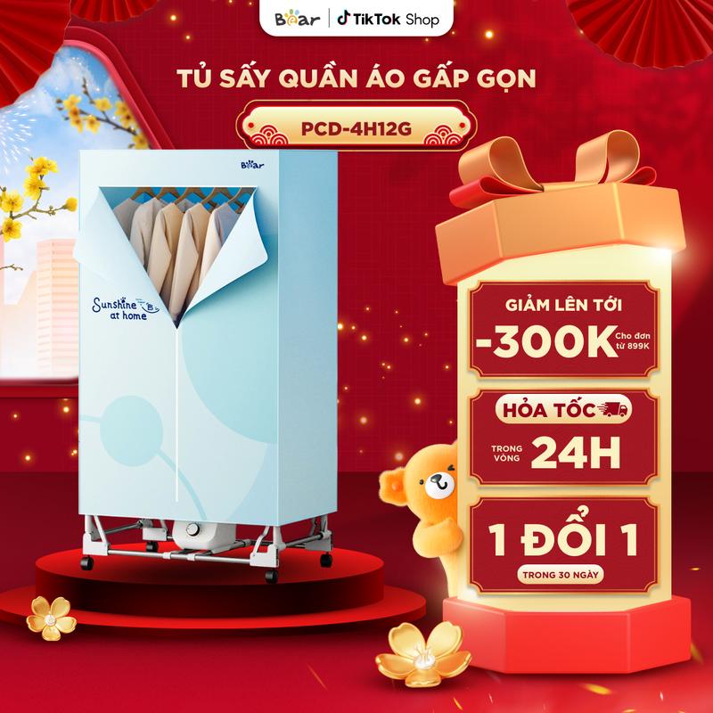   BH 18 Tháng  Tủ Sấy Khô Quần Áo BEAR Gấp Gọn Máy Sấy Đồ Quần Áo Máy Sấy Quần Áo Tủ Sấy Quần Áo Mùa Đông Tủ Sấy Khô Quần Áo Nhanh Chóng Đa Năng Kháng Khuẩn 2 Tầng Tiện Lợi 400L PCD-4H12G 