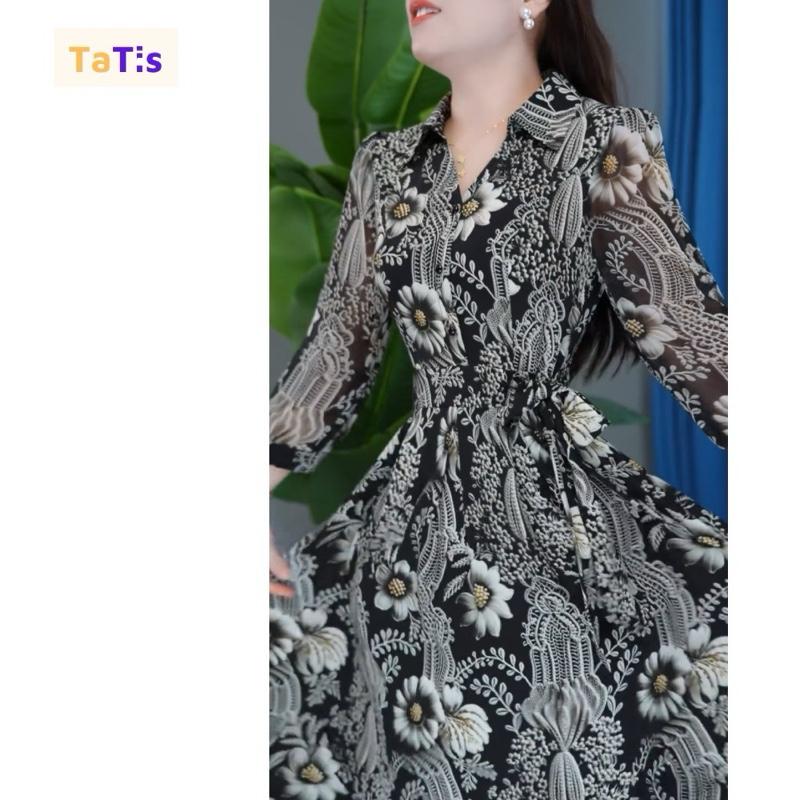  Đầm Trung Niên Cho Mẹ Dự Tiệc Sang Trọng Váy Nữ Váy Sơ Mi Tay Lỡ Đầm Xoè Chất Lụa Mềm Mát - HP24 