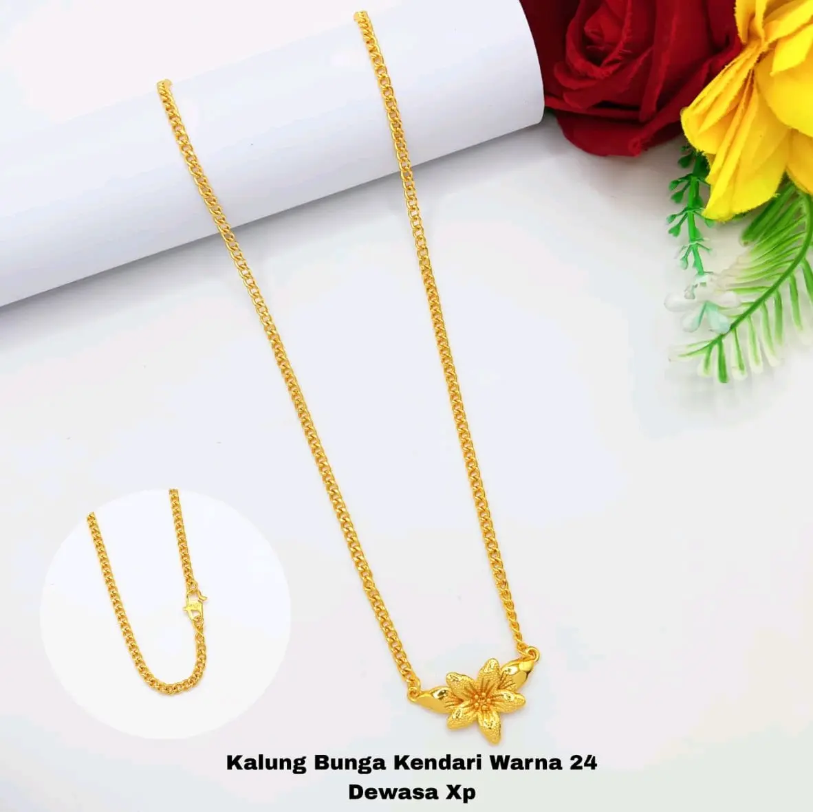 Kalung Bunga Titanium Emas 24k Dewasa - Model Kendari