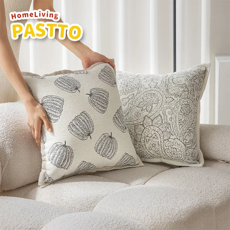 45x45 Grey Pumpkin Pillow Cushion Cover Jacquard Craft Throw Pillow Case Suitable for Decoration Home Living Room Sofa Bed 45x45cm