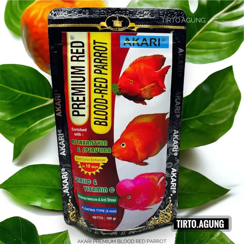 PROMO PELET AKARI PREMIUM MAXI BLUE YELLOW RED LOUHAN PRO CHICHLID  100g 100 gram pakan ikan hias predator RED PAROT warna multicolor tropical 6