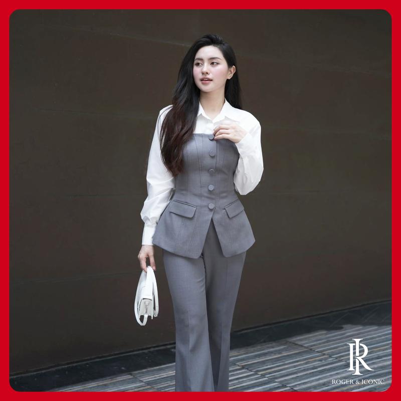  Set Đồ Công Sở Nữ Sơ Mi Trắng Phối Corset Vest Quần Tây Ôm Tôn Dáng Style Công Sở Nữ Sang Chảnh 