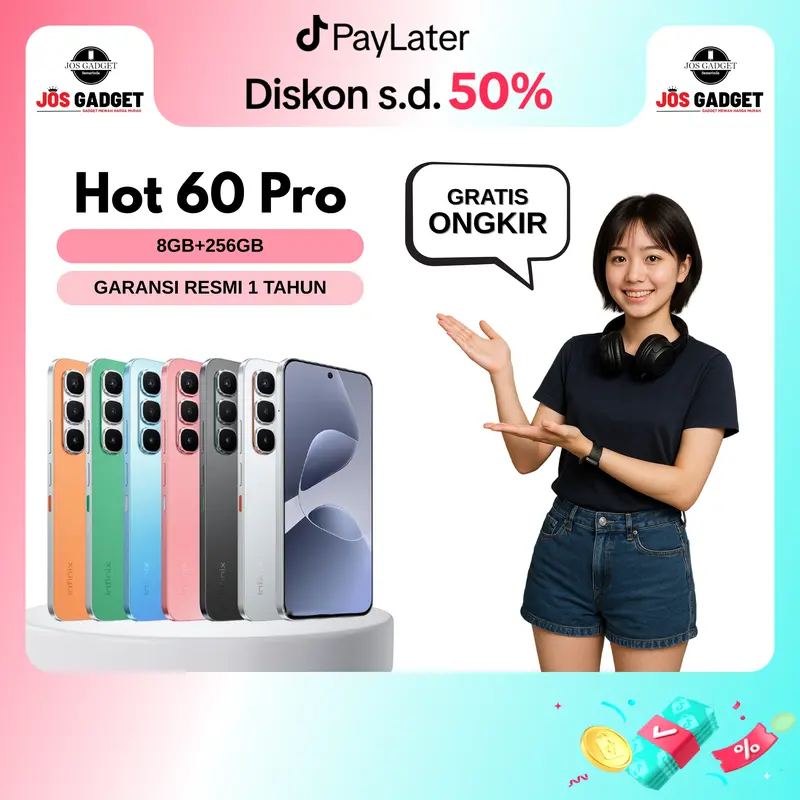 Infinix Hot 60 Pro Ram [8GB + 256GB] - Handphone Layar 6.78 Inch 120Hz - Kamera 50MP - Garansi Resmi Infinix Indonesia 1 Tahun [SPECIAL PROMO]