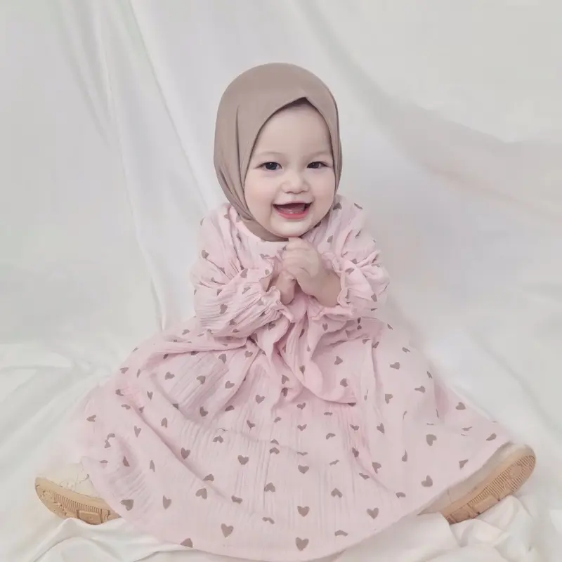 Little Pastella - Lovy Gamis Bayi Motif | Setelan Gamis Anak Bahan Kano Crinkle  Usia 0-5 tahun