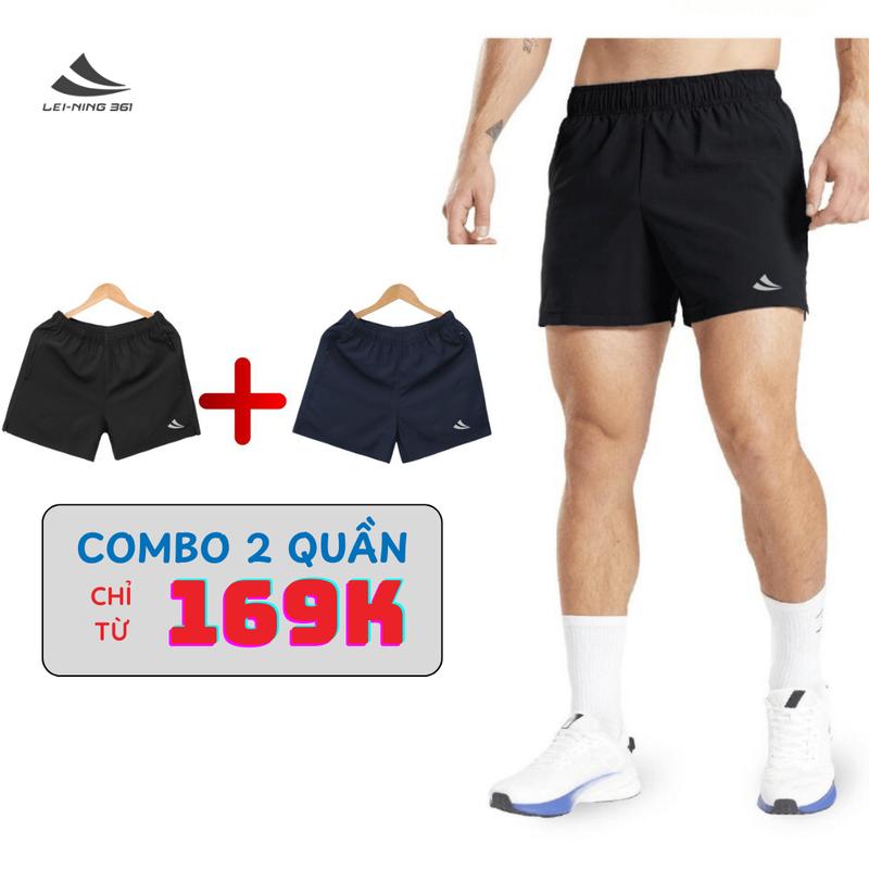 COMBO 2 Quần Đùi Thể Thao 5 Inch Form Ngắn Ngang Đùi Vải Nhẹ Thoải Mái Tập Luyện Chạy Bộ Gym Cầu Lông Pickleball Bóng Bàn - Lei-Ning 361