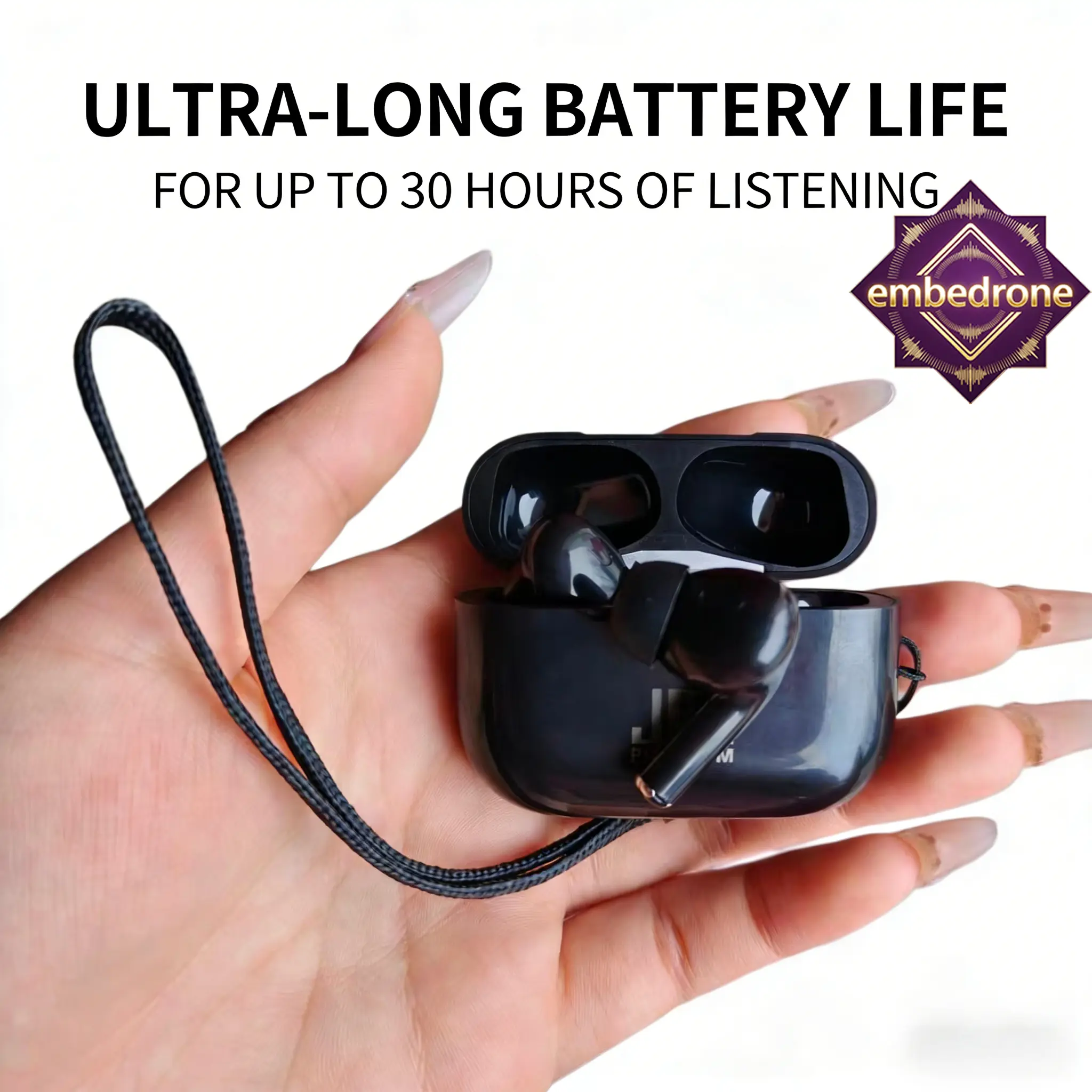 Bluetooth5.4 20 Jam Baterai Noise Cancelling Hitam