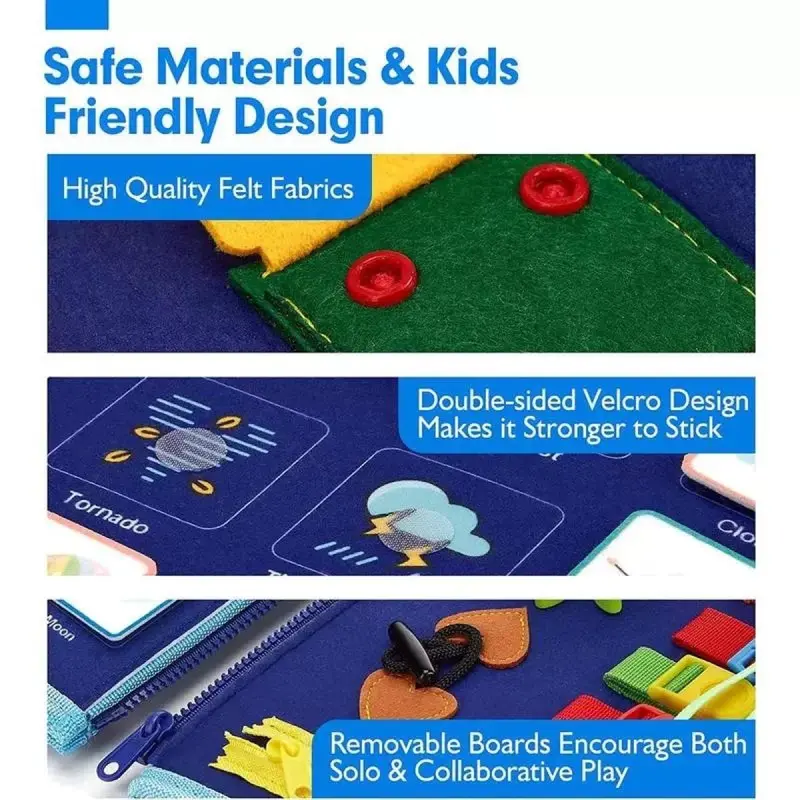 【4-8 Halaman】Hadiah Ramadhan Mainan Edukasi  Mainan  Papan Busy Board Untuk Perkembangan Anak Educational  Board Activity Book  Belajar Kognitif Bayi Dressing Skill Sensorik Mainan Toys 4