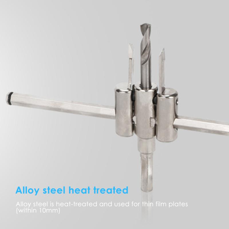Aircraft type hole saw DIY adjustable drill hole saw feature1. Carbide cutter head, sharp and wear-resistant, can be reused after grinding, and has a long service life2. The cutter body is all heat-treated, and it has good performance of high 4