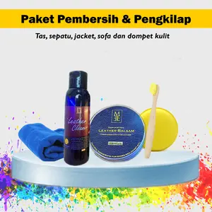 Paket Semir Sepatu & Pembersih Leather Cleaner Perawatan Tas, Sepatu, Jacket, Sofa dan Dompet Kulit by Meecare