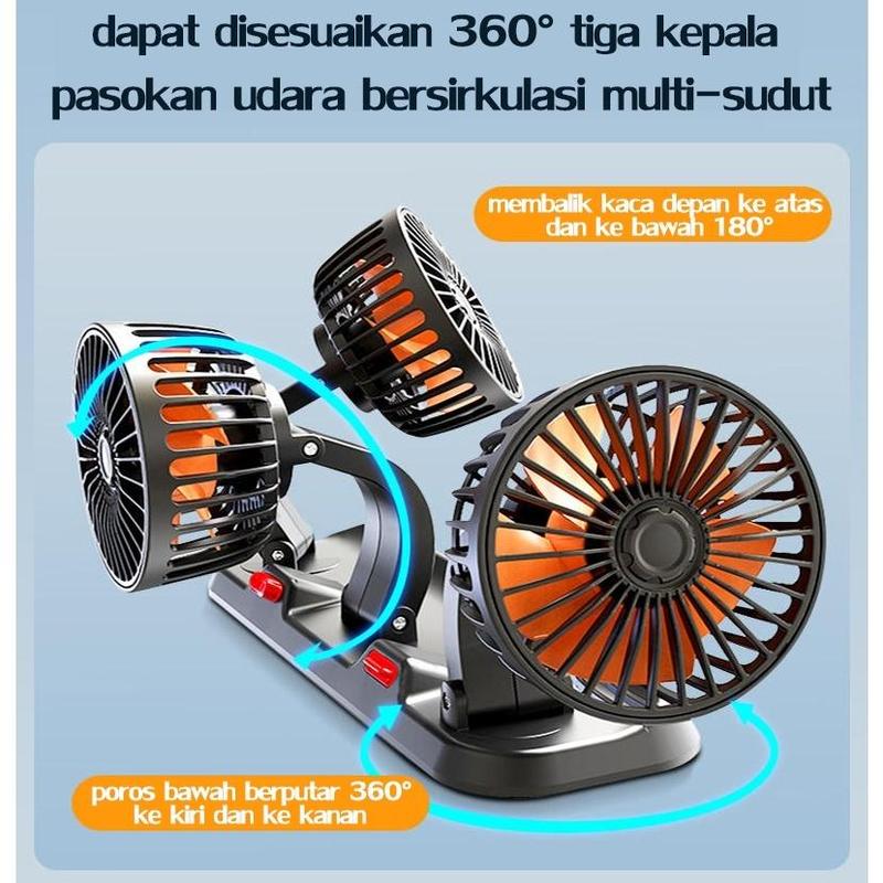 【Heavy Duty】Truck Fan 12V-24V - High Power Double Blades, Metal Construction Car Simple 8