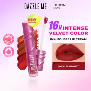 DAZZLE ME Ink-Mousse Lip Cream Matte Lembut Tahan Lama 16 Jam Lipstik Ringan, Waterproof, Kissproof, Tidak Kering & Tidak Berminyak Lipstick Lipstik Lip Matte Make Up Bibir Halus & Pigmented