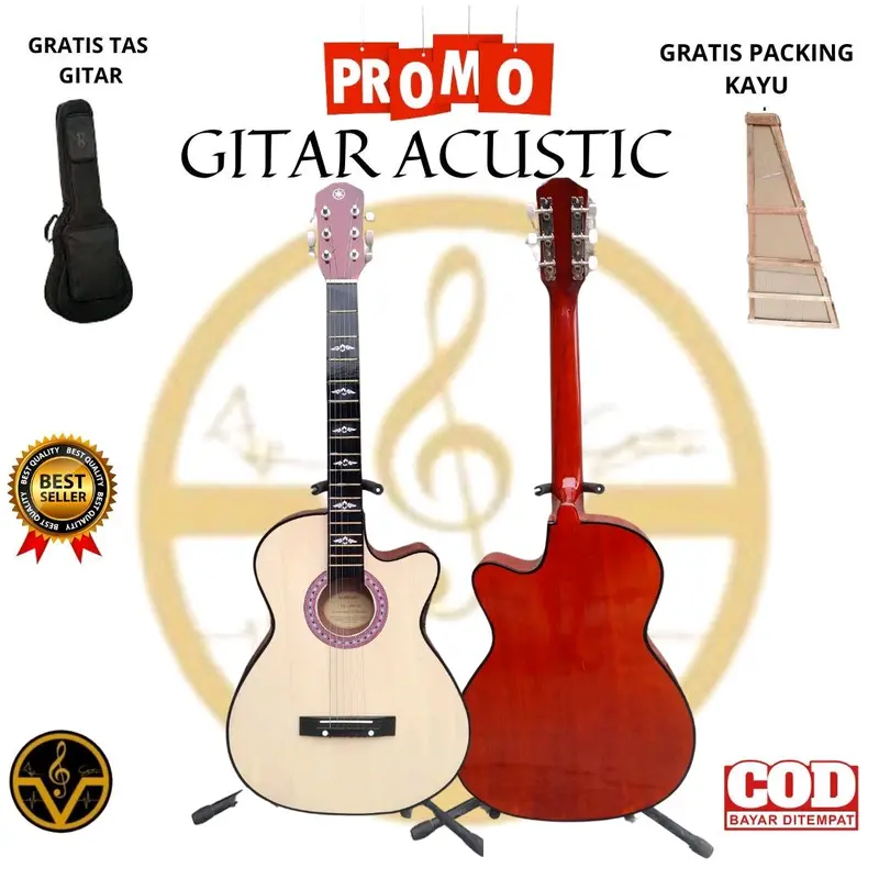 Gitar Akustik Yamaha Custom Untuk Pemula Senar String Rangka Kayu pinus 1