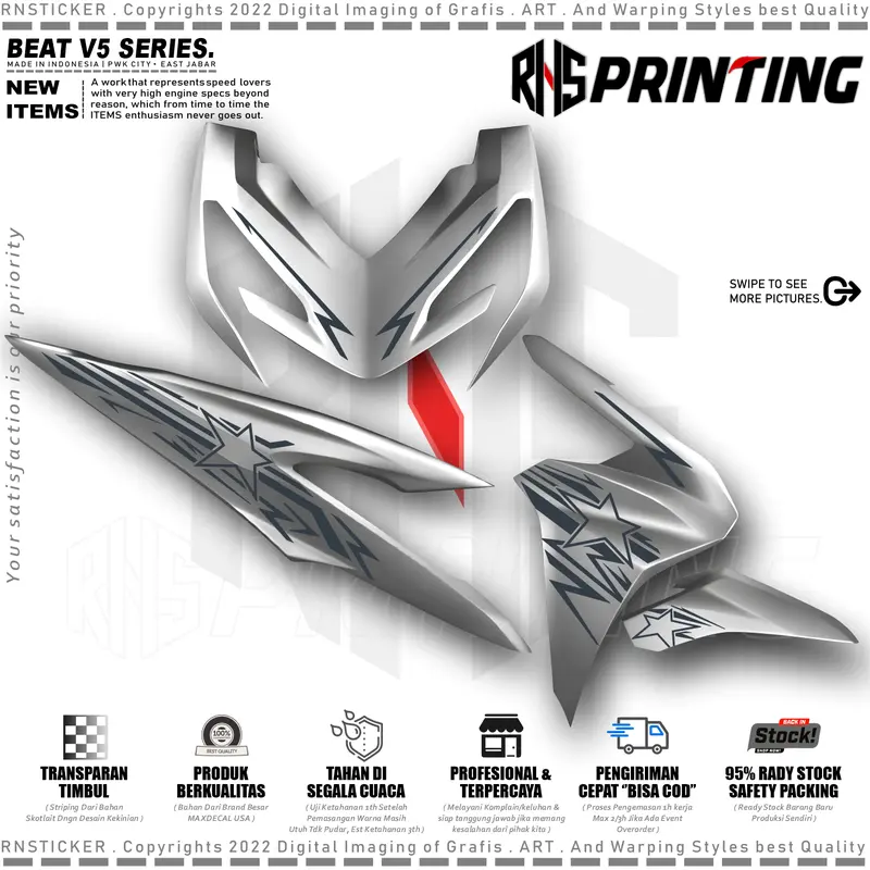 V6 CUTTING STIKER STRIPING VARIASI BEAT NEW TERBARU 2024 BEAT STRET DELUXE BINTANG TRANSPARAN STYLES Kendaraan Motor 6