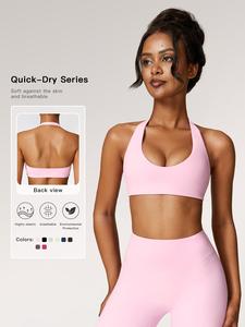 Sujetador deportivo de tirantes para mujer en color liso, sin aros, cómodo y transpirable, estiramiento alto, ropa deportiva para mujer para entrenamiento, gimnasio, yoga