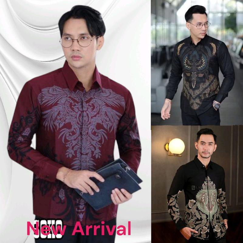 Baju batik keren pria dewasa kemeja batik pria lengan panjang 3
