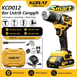 KEELAT-KCD012 Smart Bor Baterai 80Nm Mesin Bor Mencegah Keseleo Bor Listrik 13mm Heavy -Duty Drill Cordless Drill Bor Logam Torsi bor  redbon pakk hammer baterai fungsi