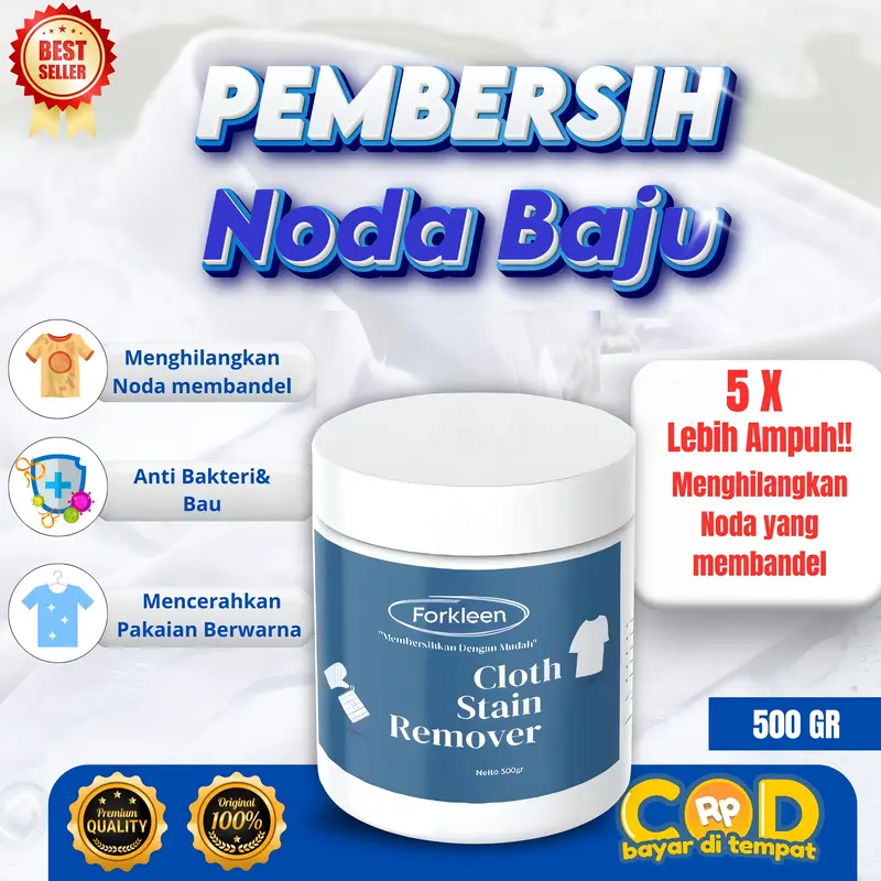 FORKLEEN PEMBERSIH PAKAIAN 250 GRAM DAN 500 GRAM/ DETERGEN PENGHILANG JAMUR PAKAIAN BERWARNA/ PENGHILANG NODA MEMBANDAL 3