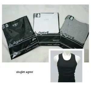 [3 PCS] Singlet AGREE 004 Pria Dewasa Sport Tanpa Lengan, Kaos Dalam Laki-laki Remaja, Katun Putih Hitam Oblong celana  dalam  hernia