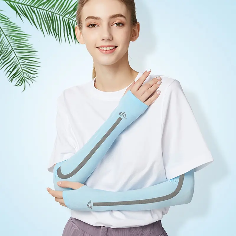 Tay Áo Thoáng Khí Lụa Lạnh Mùa Hè, GTUBIKE, 1 Cặp, Chống Tia UV, Vớ Tay, Thích Hợp Cho Các Môn Thể Thao Ngoài Trời Và Đạp Xe, Kem Chống Nắng, Găng Tay Dài 5