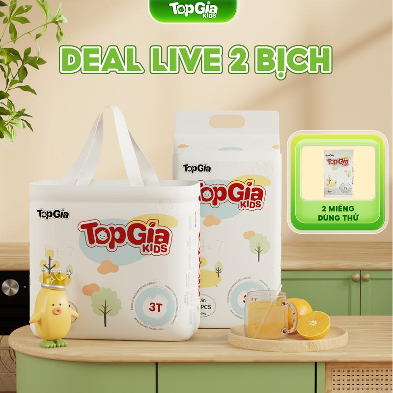   2 BỊCH  Tã Bỉm Topgiakids pH<7 an toàn cho da bé mềm mại mỏng nhẹ chống tràn tối đa tặng kèm 2 miếng dùng thử  BO  