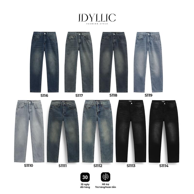 [IDYLLIC - BST MÙA HÈ] Quần Jean Nam Nữ Ống Suông Đứng S116, S117, S118, S119, S1110, S1111, S1112, S1113, S1114 Form Suông Vải Rin Cotton Dày Dặn Menswear Cotton Pants Có Túi