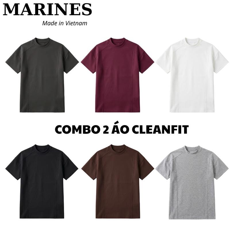 [COMBO ÁO]Áo Thun Trơn Clean Fit MARINES Áo Thun Unisex Co Giãn 4 Chiều Cổ Tròn Form Fit Ôm Body Tôn Dáng