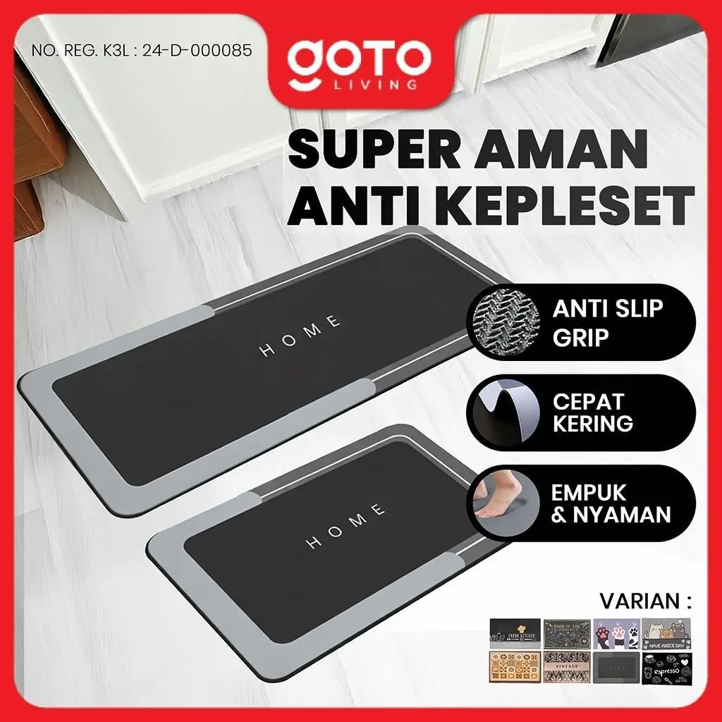 ( Deal) Goto [COD] Hano Keset Lantai Dapur Kamar Mandi ah Anti Slip Floor Mat Serap Air Premium - CHARACTER 01