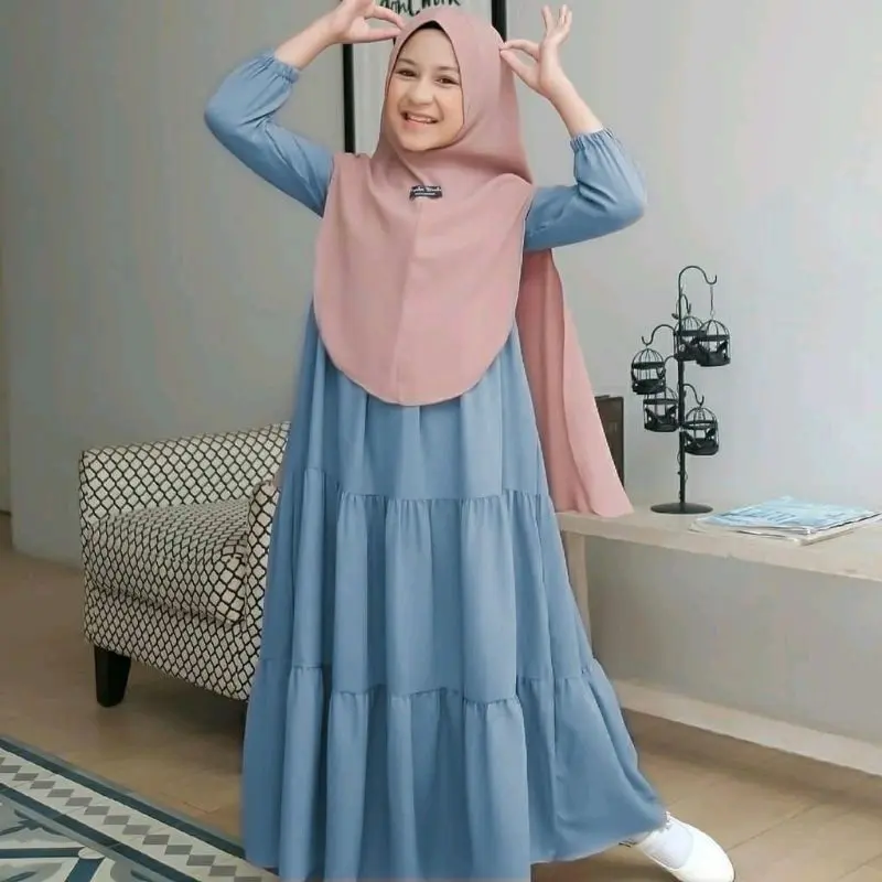 Gamis rayon Anak-  usia 7-13 tahun rayon premium Anak Baju Muslim Dress Remaja tanggung Syari Variasi gamis  rayon 4