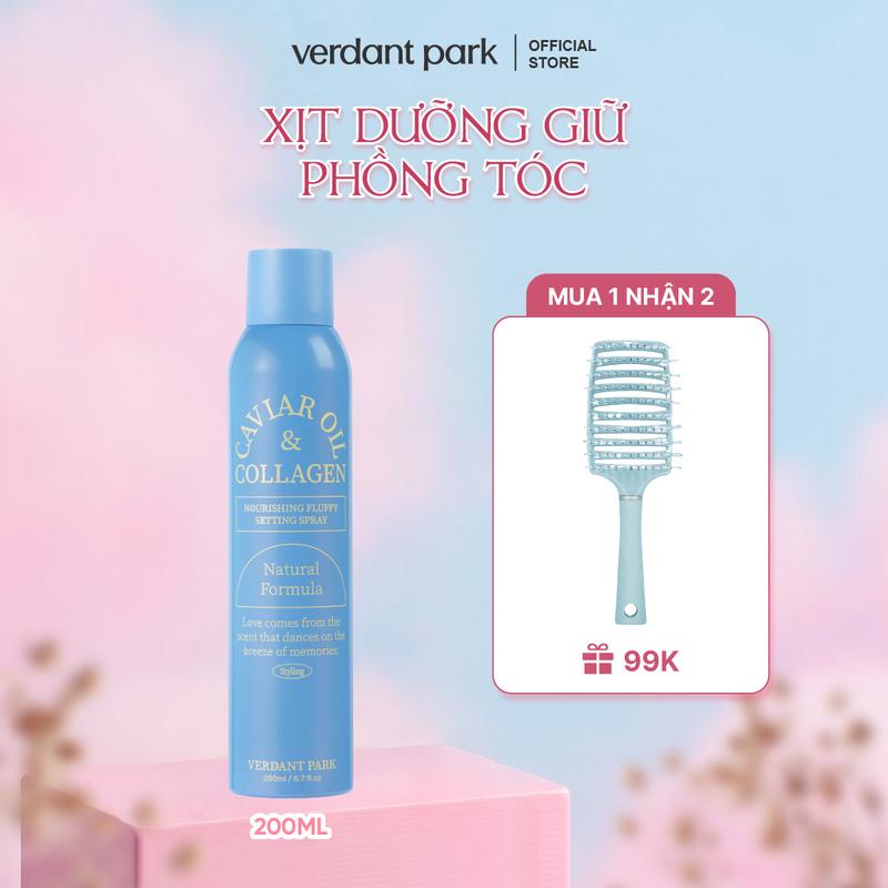 |MUA 1 NHẬN 5| Xịt dưỡng giữ phồng tóc VERDANT PARK gel tạo kiểu tóc gôm mềm xịt giữ nếp tóc nam Caviar Oil & Collagen Nourishing Fluffy Setting Spray Verdantpark VDPK22