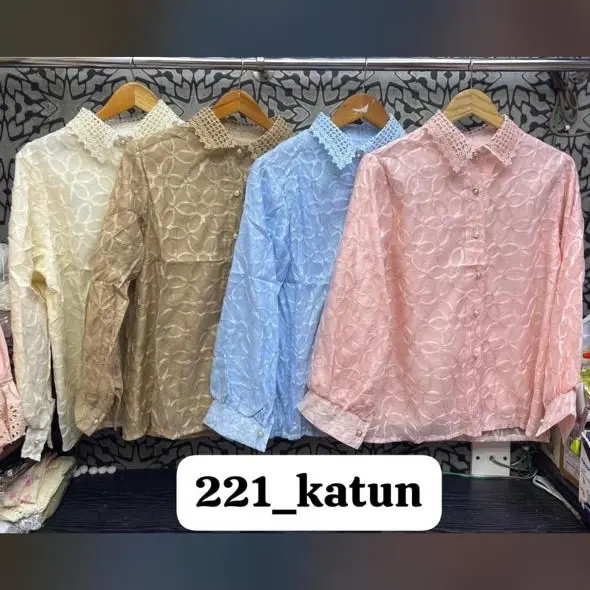 Atasan wanita kemeja bunga bordir import