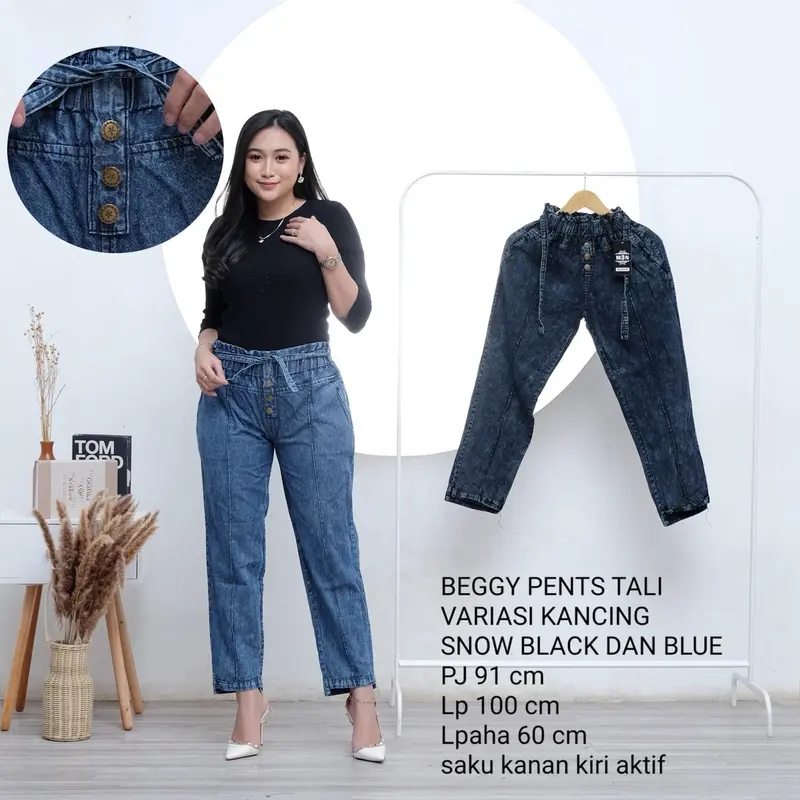 Celana Beggy Pants Jeans Wanita//Beggy Pants Jeans Kancing 3 Dewasa Panjang 0